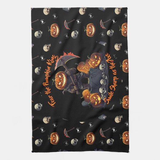 🖤 Zwarte Pompoen King Keuken Handdoek 🎃 (Verticaal)