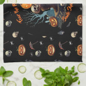 🖤 Zwarte Pompoen King Keuken Handdoek 🎃 (Gevouwen)