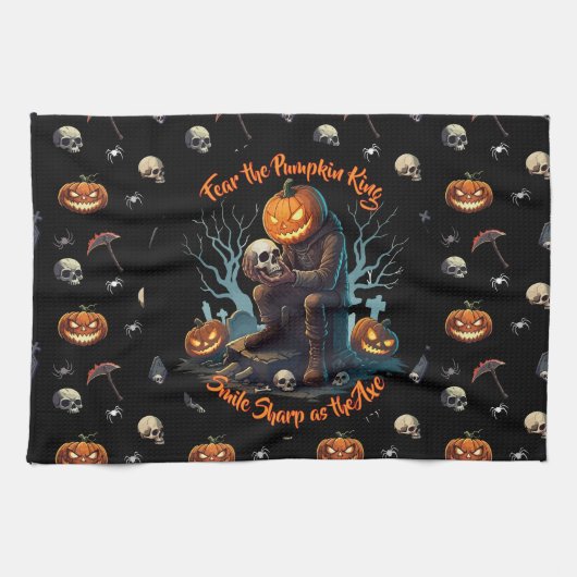 🖤 Zwarte Pompoen King Keuken Handdoek 🎃 (Horizontaal)