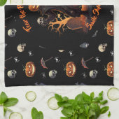 🖤 Zwarte Pompoen King Keuken Handdoek 🎃 (Gevouwen)