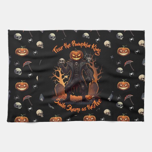 🖤 Zwarte Pompoen King Keuken Handdoek 🎃 (Horizontaal)