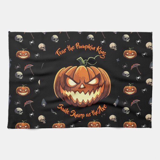 🖤 Zwarte Pompoen King Keuken Handdoek 🎃 (Horizontaal)