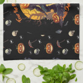 🖤 Zwarte Pompoen King Keuken Handdoek 🎃 (Gevouwen)