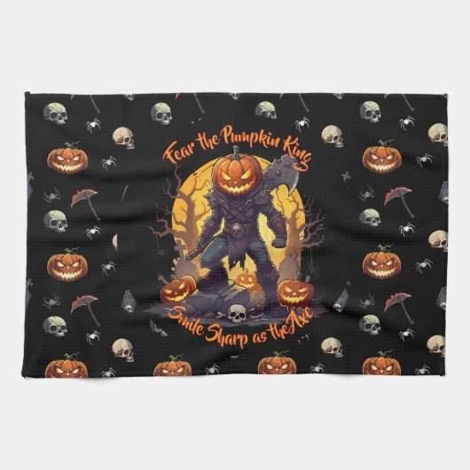 🖤 Zwarte Pompoen King Keuken Handdoek 🎃 (Horizontaal)