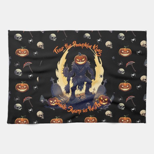 🖤 Zwarte Pompoen King Keuken Handdoek 🎃 (Horizontaal)