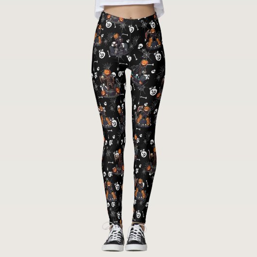 🖤 Zwarte Pompoen King Kind Leggings 🎃 (Voorkant)