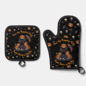 🖤 Zwarte Pompoen King Oven Mitt Set 🎃 (Voorkant)