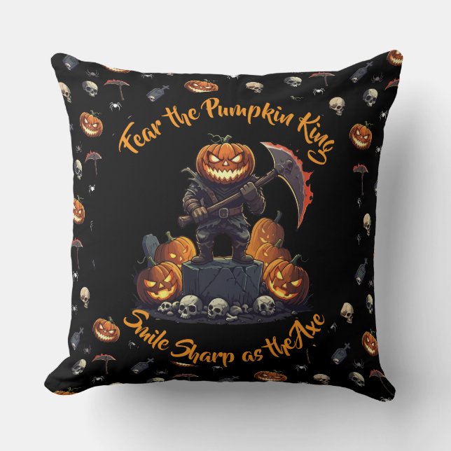 🖤 Zwarte pompoen King Sierkussen 🎃 (Voorkant)