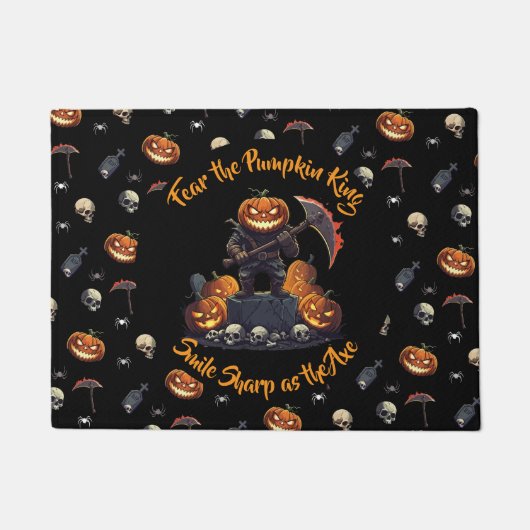 🖤 Zwarte Pompoen Koning Halloween Deurmat 🎃 (Voorkant)