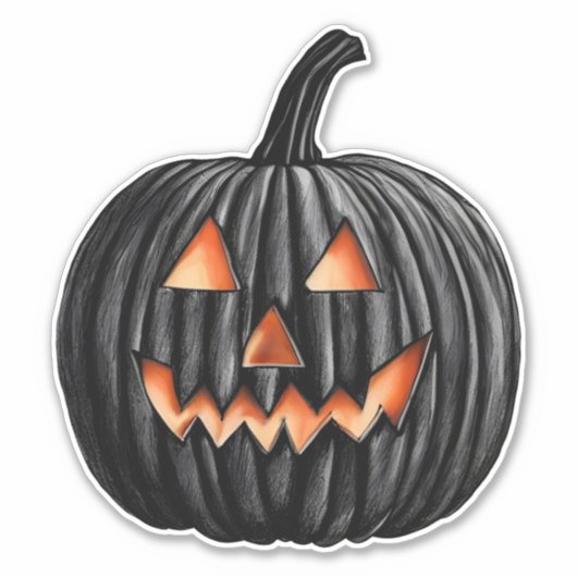Zwarte pompoen sticker (Voorkant)