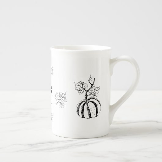 Zwarte pompoen voor Halloween Porselein Kop (Rechts)