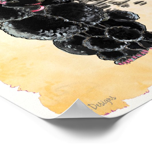 Zwarte poodle Eiffel Tower Paris Art Print (Hoek)