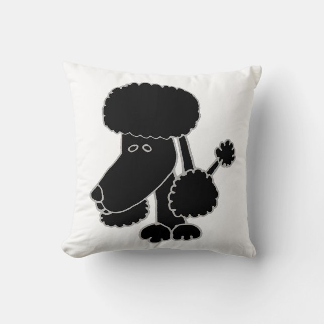Zwarte Poodle Gezicht Mopshond Ontwerp Kussen (Voorkant)