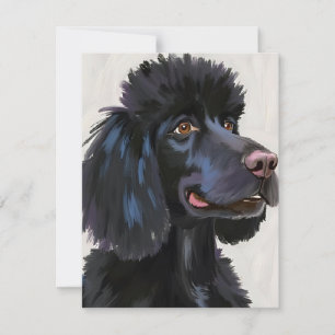 Zwarte Poodle Hond Watercolor Huisdier Bedankkaart