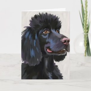 Zwarte Poodle   Hond Watercolor Huisdier Kaart