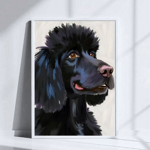 Zwarte Poodle   Hond Watercolor Huisdier Poster
