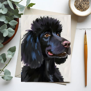 Zwarte Poodle   Honden Watercolor Huisdier Kaart