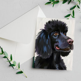 Zwarte Poodle | Honden Watercolor Huisdier Kaart