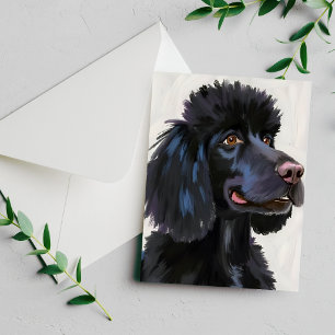 Zwarte Poodle   Honden Watercolor Huisdier Kaart