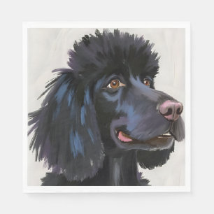Zwarte Poodle Honden Watercolor Huisdier Schilde Servet