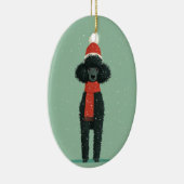 Zwarte Poodle Kerstcadeau Keramisch Ornament (Rechts)