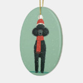 Zwarte Poodle Kerstcadeau Keramisch Ornament (Links)