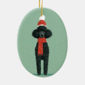 Zwarte Poodle Kerstcadeau Keramisch Ornament (Achterkant)