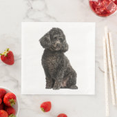 Zwarte Poodle Puppy Hond Huwelijk Feest Verjaardag Servet (Insitu)