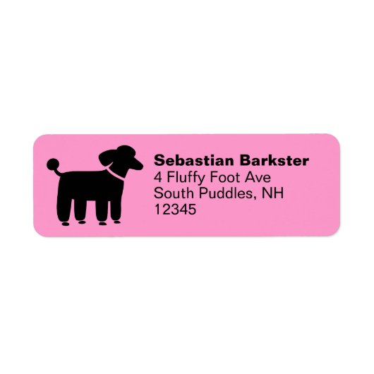 Zwarte Poodle Return Address Labels (Voorkant)