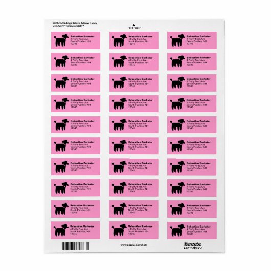 Zwarte Poodle Return Address Labels (Full Sheet)