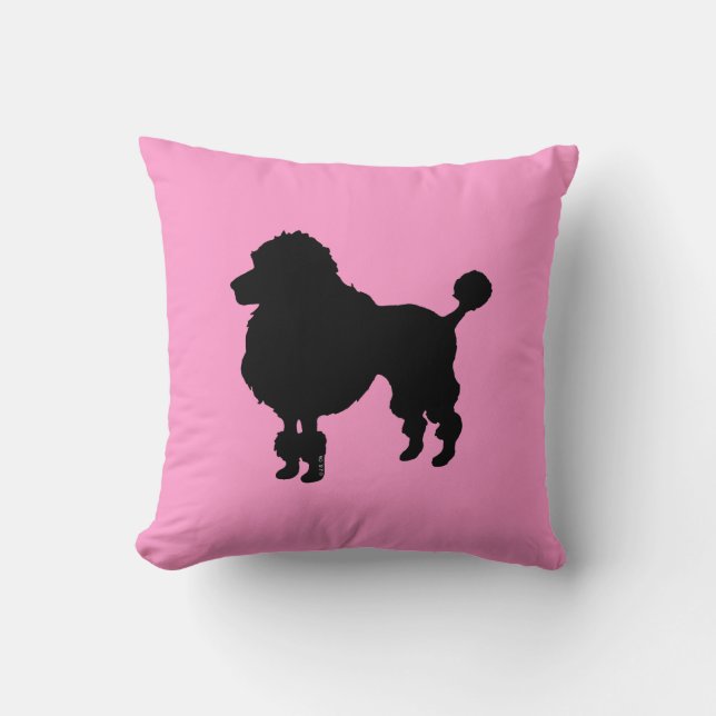 Zwarte poodle silhouet kussen (Voorkant)