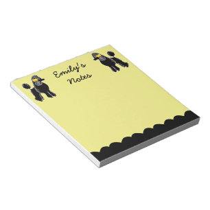 Zwarte Poodsen Geel 5,5-inch x 6-inch Aangepast no Notitieblok