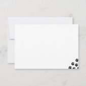 Zwarte pootafdruk-monogram met lijnen notitiekaartje (Achterkant)
