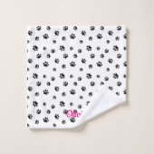 Zwarte Pootafdrukken Patroon Bad Handdoek (Wasdoekje)