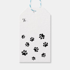 Zwarte Pootafdrukken Patroon Cadeaulabel