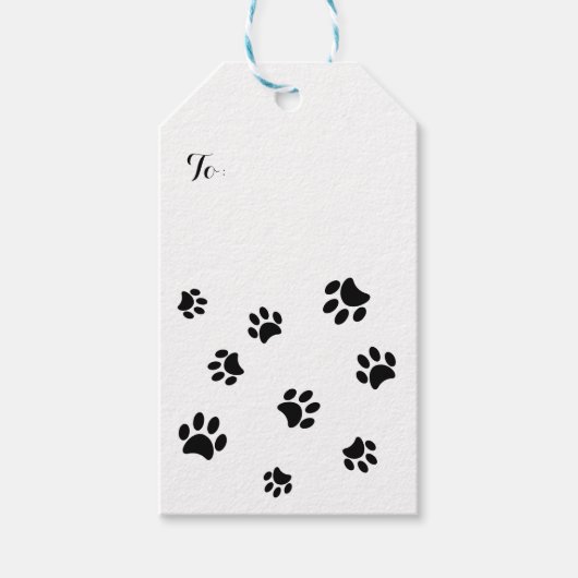 Zwarte Pootafdrukken Patroon Cadeaulabel (Voorkant)