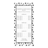 Zwarte Pootafdrukken Pet Sitter Diensten Reclamekaart (Achterkant)