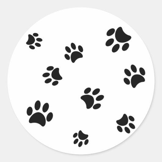 Zwarte Pootafdrukken Ronde Sticker (Voorkant)