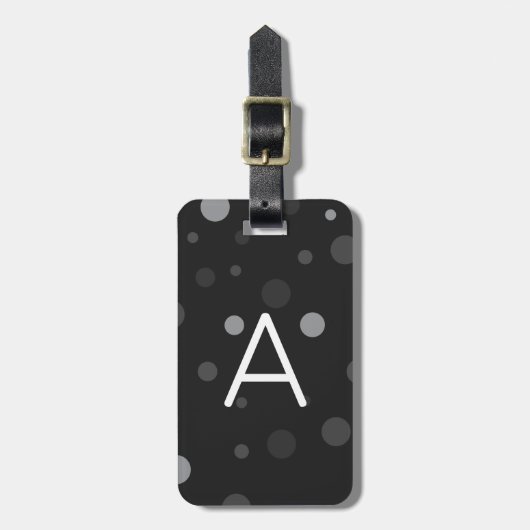 Zwarte Pop Dots  Bagagelabel (Voorkant verticaal)