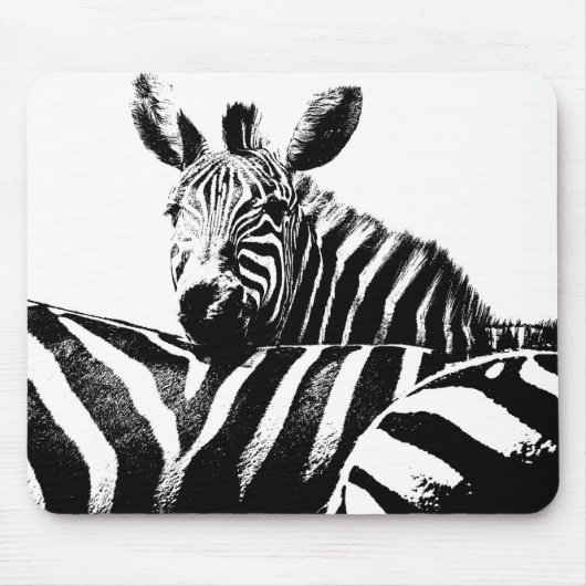 Zwarte Pop Kunst Zebras Trendy Sjabloon Muismat (Voorkant)