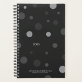 Zwarte Pop Stippen Jaar Wekelijks Planner (Voorkant)