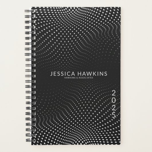 Zwarte Pop Stippen Jaar Wekelijks Planner (Voorkant)