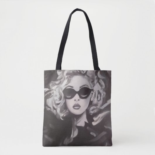 Zwarte Portret Tote Tas (Voorkant)
