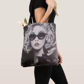 Zwarte Portret Tote Tas (Dichtbij)
