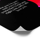 Zwarte poster met rode en roze harten. (Hoek)