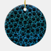 Zwarte poten, goudglitter, blauw glitter, honden keramisch ornament (Achterkant)