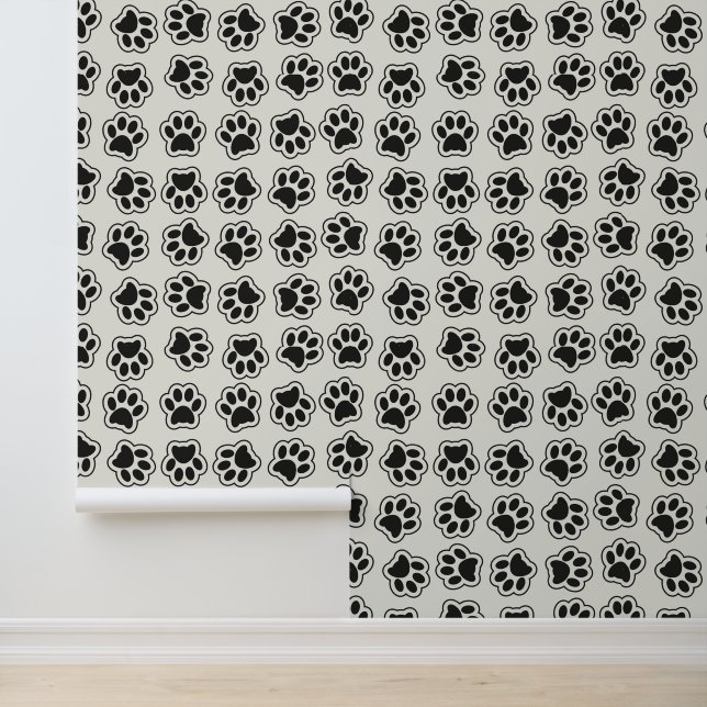 Zwarte poten, hondenpoten, kattenpoten, omtrek behang (Applicatie)