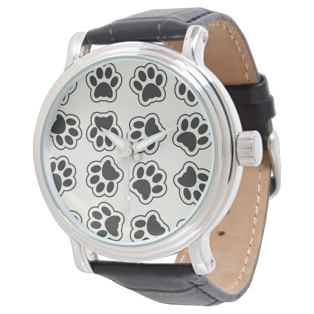 Zwarte poten, hondenpoten, kattenpoten, omtrek horloge (Gekanteld)