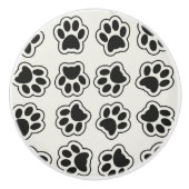 Zwarte poten, hondenpoten, kattenpoten, omtrek keramische knop (Voorkant)