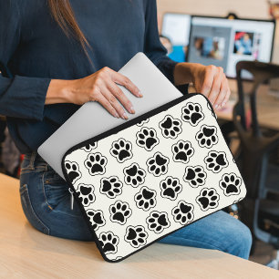 Zwarte poten, hondenpoten, kattenpoten, omtrek laptop sleeve